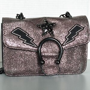 Steve Madden Grey Glitter Steel Chain Crossbody Bag